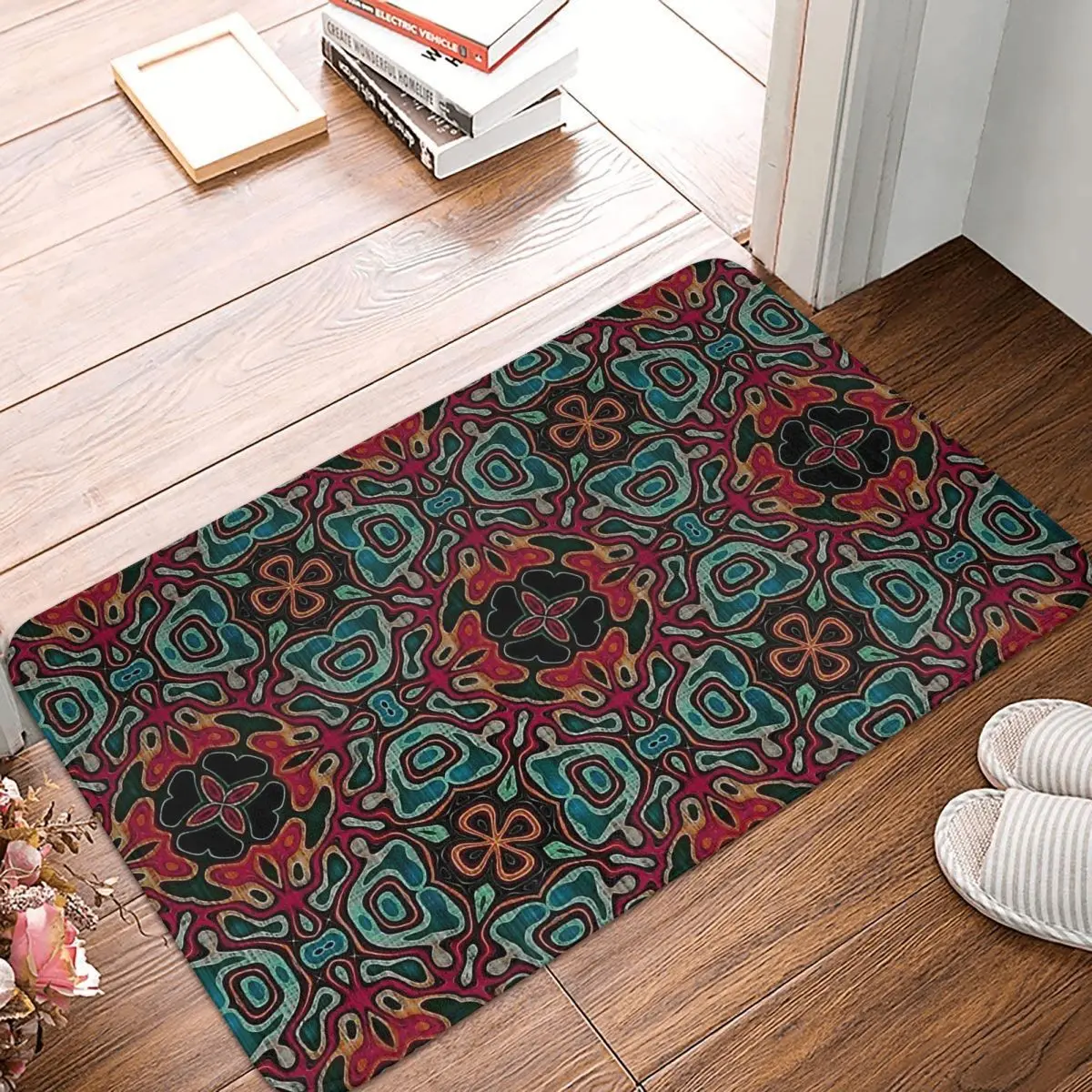 

Bohemian Mandala Persian Non-Slip Carpet Green Blue Teal Turquoise Orange Red Hip Orient Bali Mat Doormat Floor Decor Rug