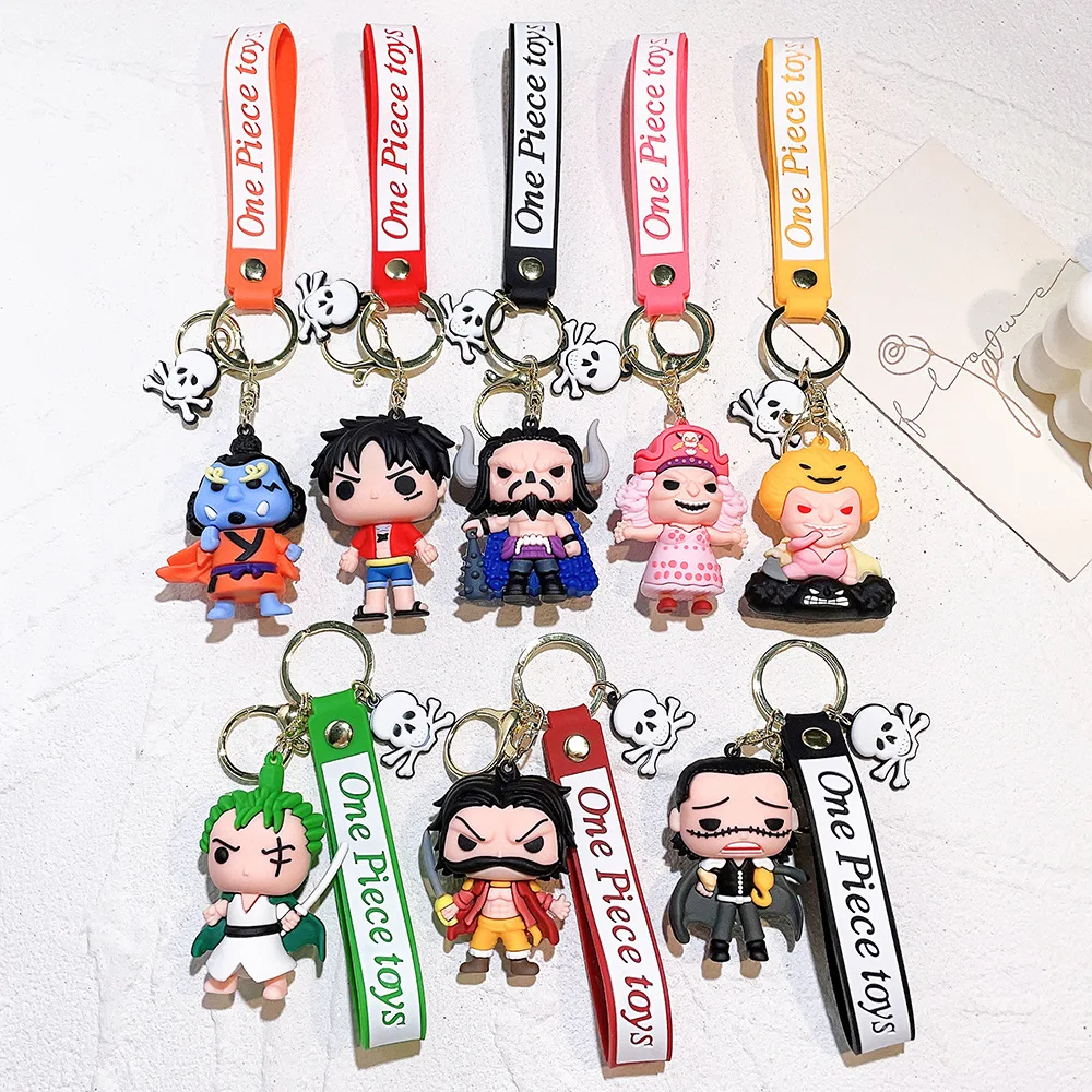 

Цельный брелок для ключей Luffy Zoro Ace, брелок для ключей с мультяшной куклой Llaveros, модный брелок с подвеской в виде пары сумок для автомобиля, милый подарок для друзей