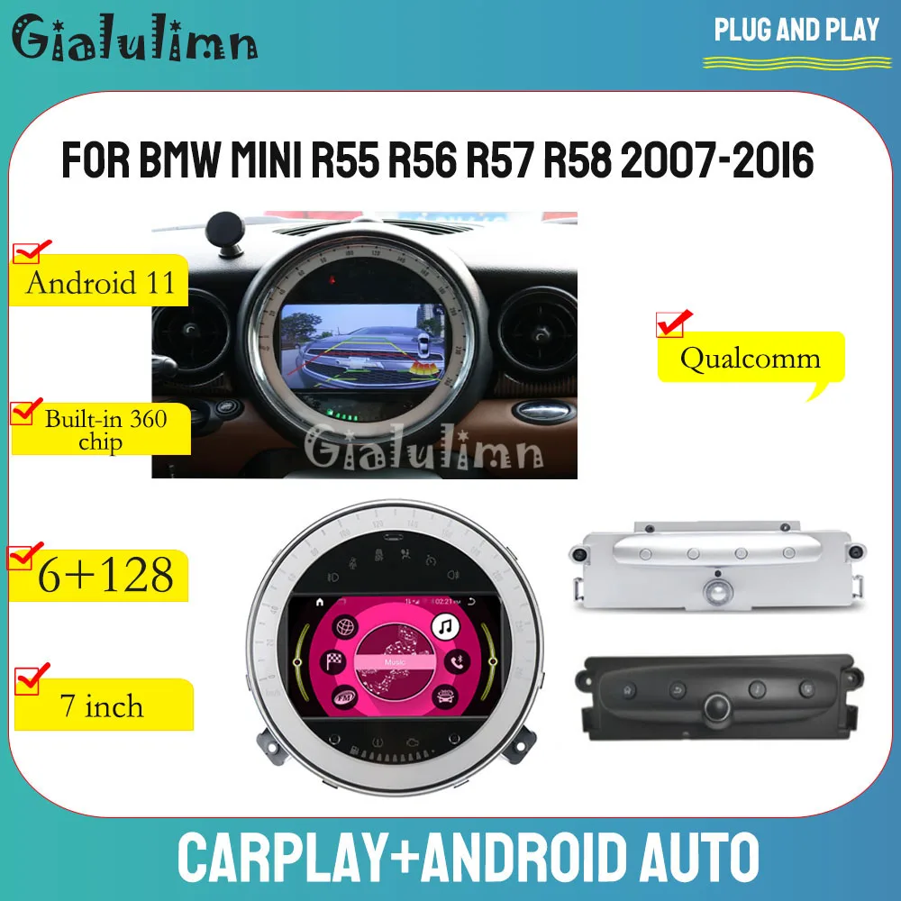 Gialulimn-sistema Android 11 para coche, Radio de 7 pulgadas para BMW Mini Cooper R55 R56 R57 R58 2007-2016 con 8 núcleos carplay Navi, Unidad Principal