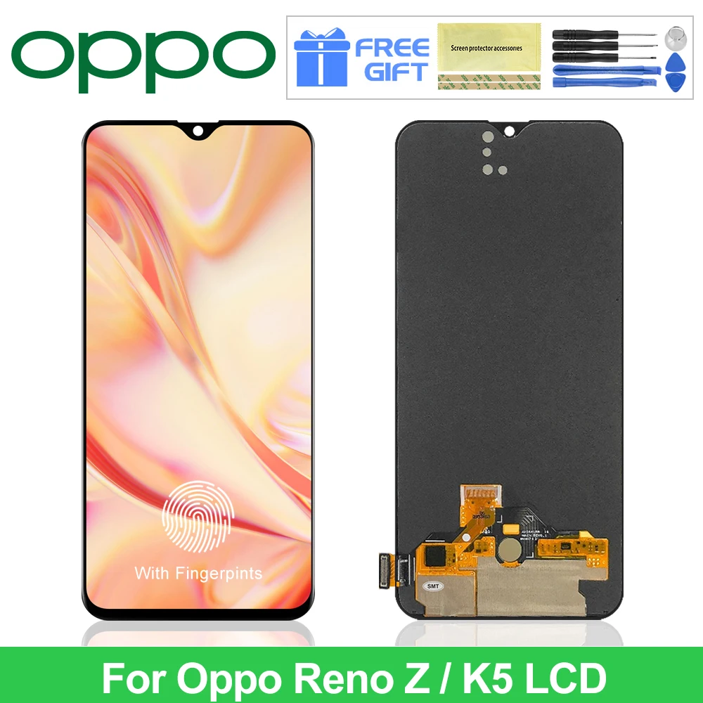 

AMOLED 6,4 ''экран с рамкой для Oppo Reno Z PCDM10 CPH1979, ЖК-дисплей, сенсорный экран, дигитайзеры для Oppo K5 PCNM00