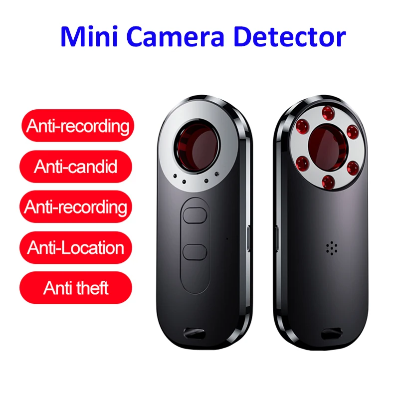 Portable Mini Anti-Candid Camera Detector Hotel Hidden Camera Finder with Sound and Flash Alarm Infrared Probe Scanner