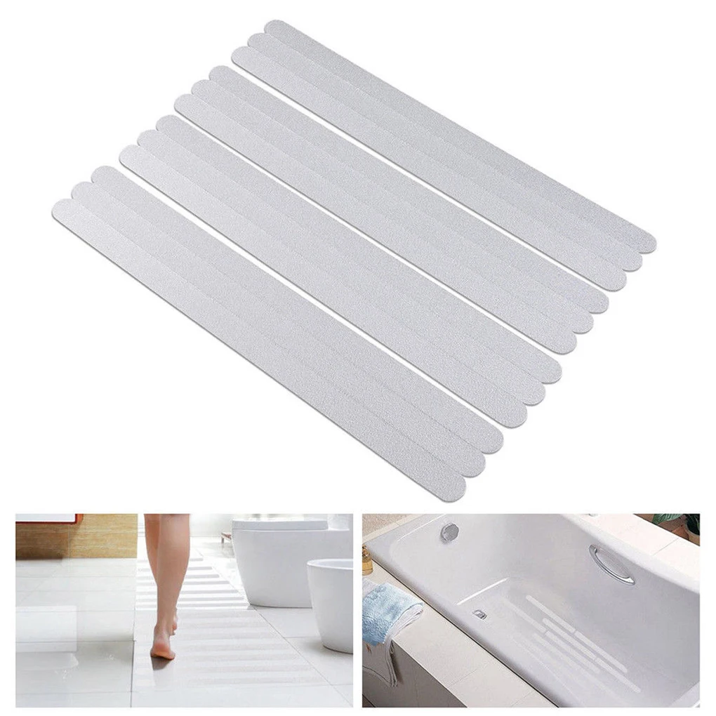 

12pcs Bathroom Bathtub Non-slip Stickers Transparent Stairs Tape Safety Shower Anti-slip Strips