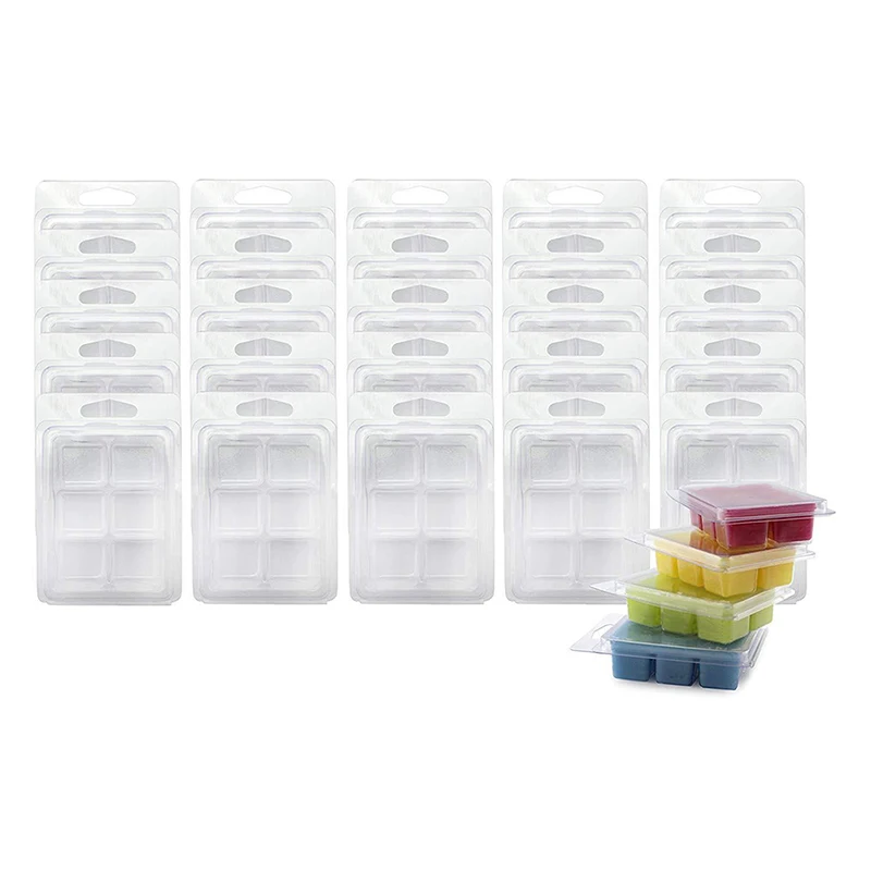 10pcs 6 Grids DIY Craft Mould Wax Melt Molds Clear Wax Clamshells Wickless Wax Melt Candles Boxes