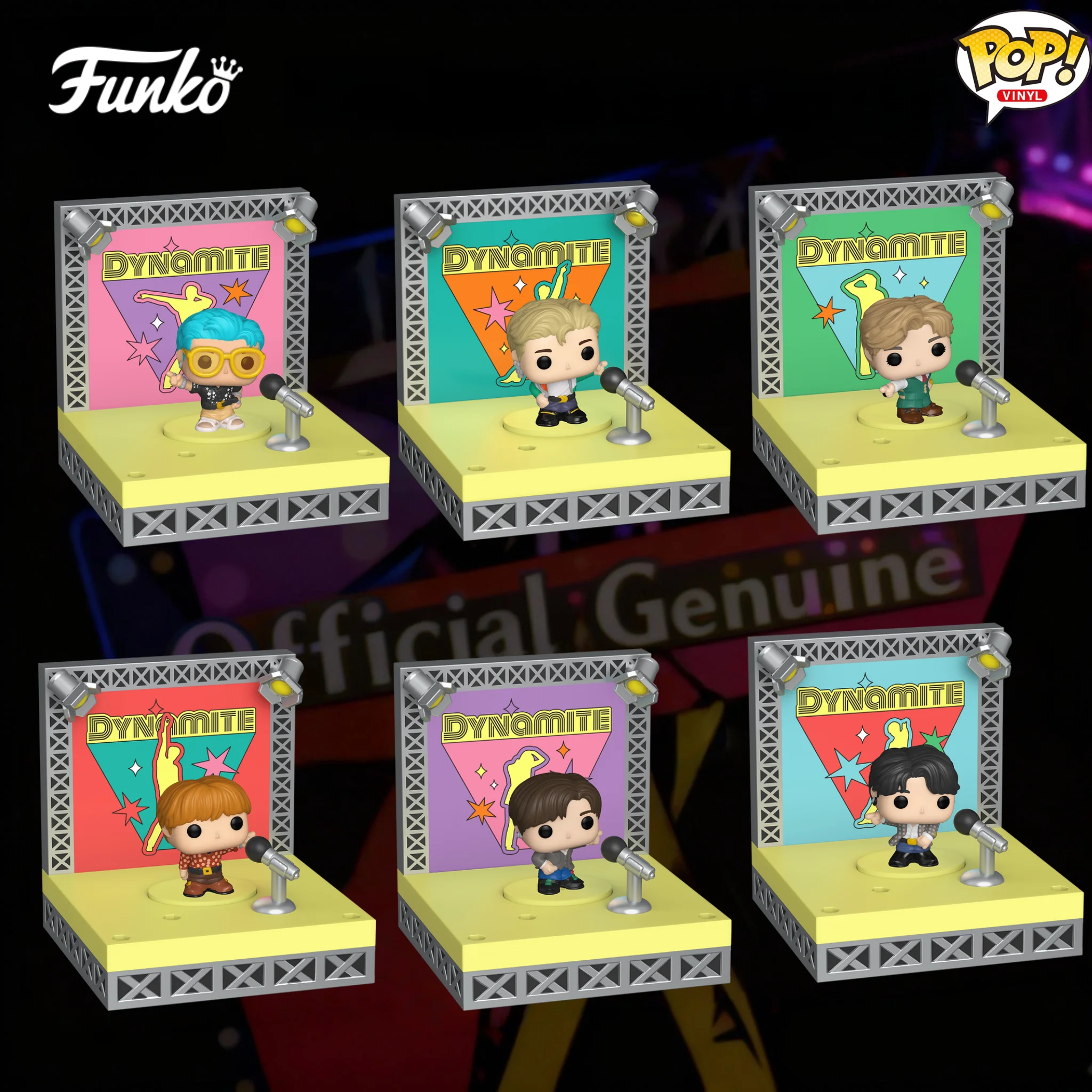 Фото Фигурка FUNKO BTS Stages RM,Jin, Suga, V, Jimin, Jung Kook, (Динамит) Stage Scene Bitty Pop! Серия Фигурка Модель Игрушка в подарок №2