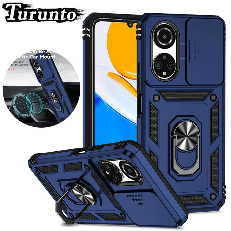 

Slide Camera Lens Case For Huawei Honor X7 Armor Shockproof Car Magnetic Ring Phone Back Cover For Honor X9 X8 X30 X30i X 7 8 9