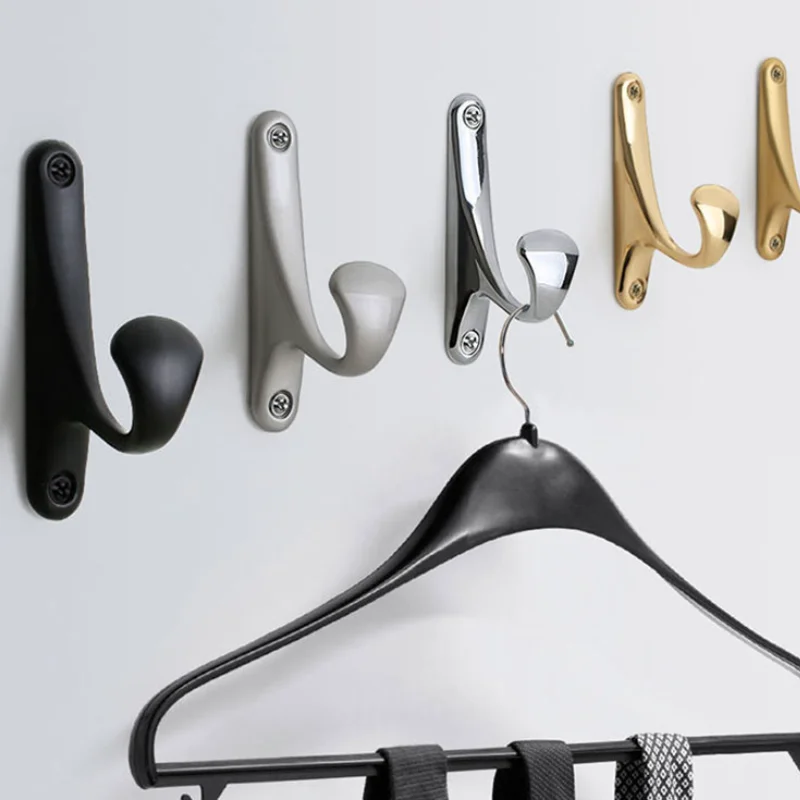 

Modern Simplicity Coat Hook Single Hooks for Hanging Clothes Behind The Door Wall Hooks Bathroom Closet Door Punch Hanging Hooks