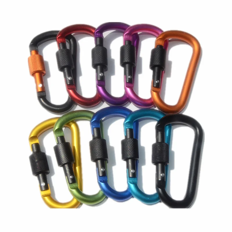 

50Pcs High Quality Thickened 8cm D-type Mountaineering Buckle with Lock Quick Hanging Nut Buckle Aluminum Alloy Backpack Buckle