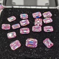 certified pink color vvs1 emerald cut moissanite loose stones high quality lab moissanite gemstone for diy jewely making