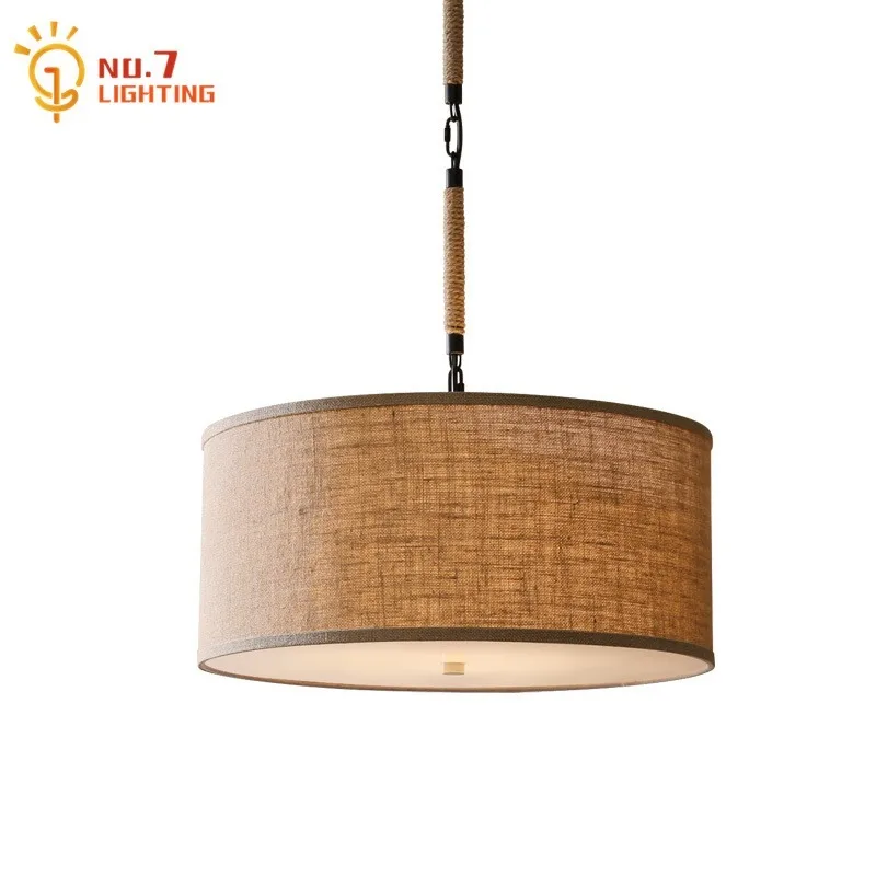 

Простой винтажный тканевый подвесной светильник в американском стиле, светодиодный светильник E27 для домашнего декора, для ресторана, спал...
