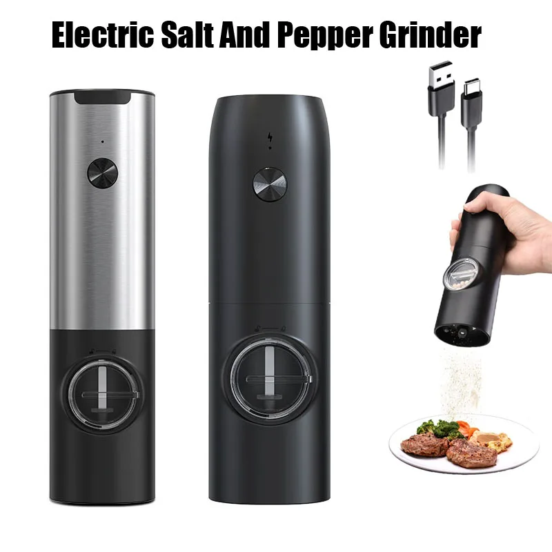 

Electric Salt and Pepper Grinder Set Adjustable Coarseness Mill with Charging Base Kitchen Automatic Refillable Spice Grinders