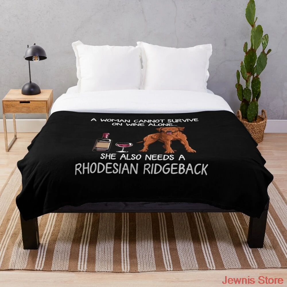 

Rhodesian Ridgeback and wine Funny dog Throw Blanket blanket cover, warm decoration, bed and sofa, applicable to men and women