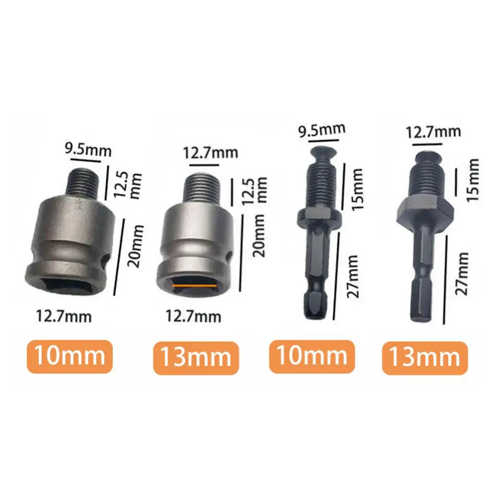 

Keyless Tool Accessory Tool Drill Chuck 4Pcs/Set 10/13mm Adapter Converter with Shank Accessory
