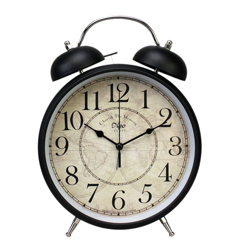 

Digo Retro Alarm Clock 8 Inch Battery Quartz Metal Bedside Desk Digital Clocks Decor Table For Home Bedroom Kids Old Man