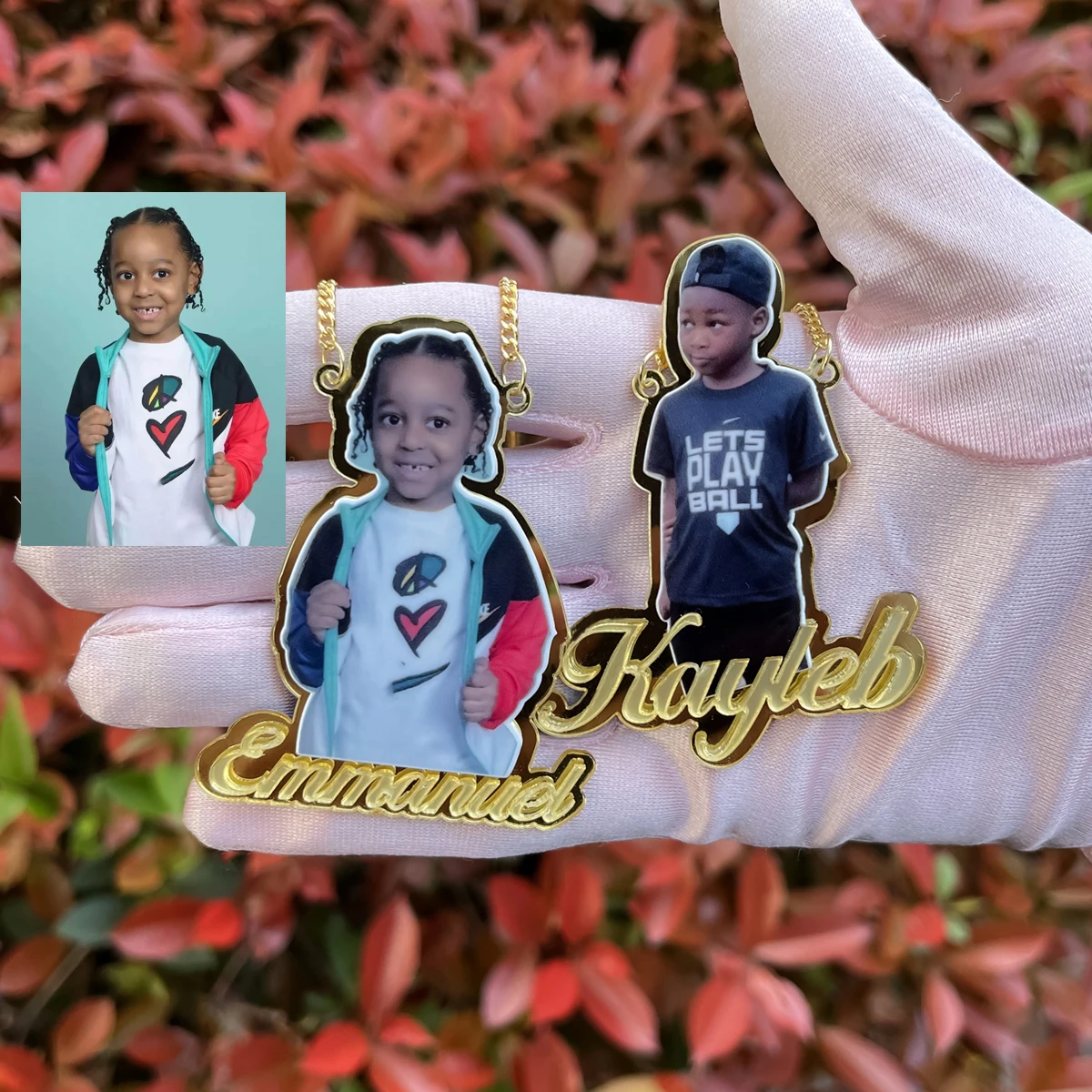 Collana in acrilico per bambini collana con foto colorate personalizzate collana con ciondolo con nome personalizzato per regalo di compleanno per bambini