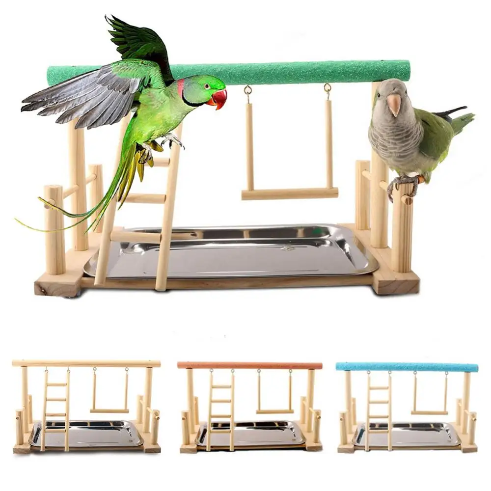 

Toy Swing Wood Parrot Ladder Play Stand Perch Playground Pet Cockatiel Playpen vogel speelgoed birds accessoires