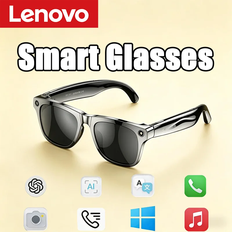 Фото Умные очки Lenovo 8K HD с камерой 100 МП, поддержкой Chat GPT, аккумулятором 260 мАч, Bluetooth-звонками, голосовым помощником и управлением для мужчин №1