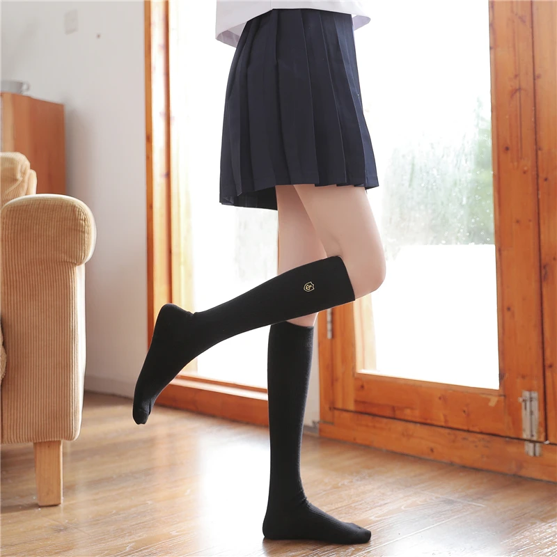 Вышивка значком JK носки под форму выше колена женские весенние и осенние длинные