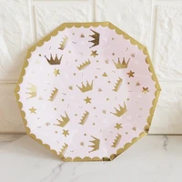 rose gold disposable party tableware paper plates napkins straws cups baby shower birthday party decoration kids party supplies