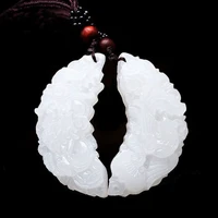 natural chinese white jade hand carved dragon and phoenix pendant fashion boutique jewelry couple necklace gift