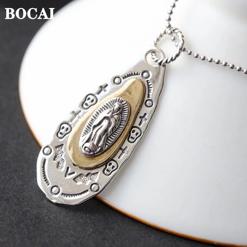 

BOCAI New 2022 Pure S925 Silver Jewelry Handmade Classic Jesus Maria Good Luck Men Snd Women Pendant Valentine's Day Gift