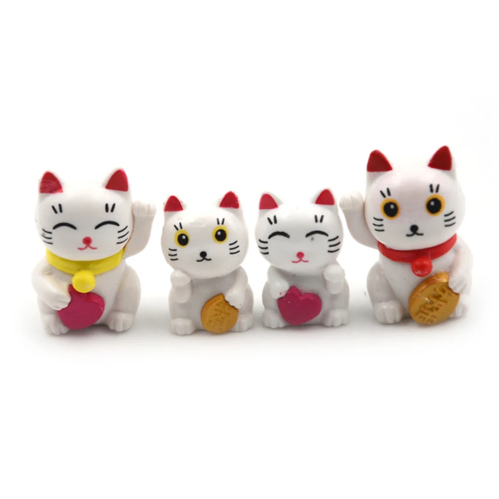 

4pcs Lovely Cute Cartoon Lucky Cats Micro Landscape Kitten Microlandschaft Pot Culture Tools Garden Decorations Miniatures
