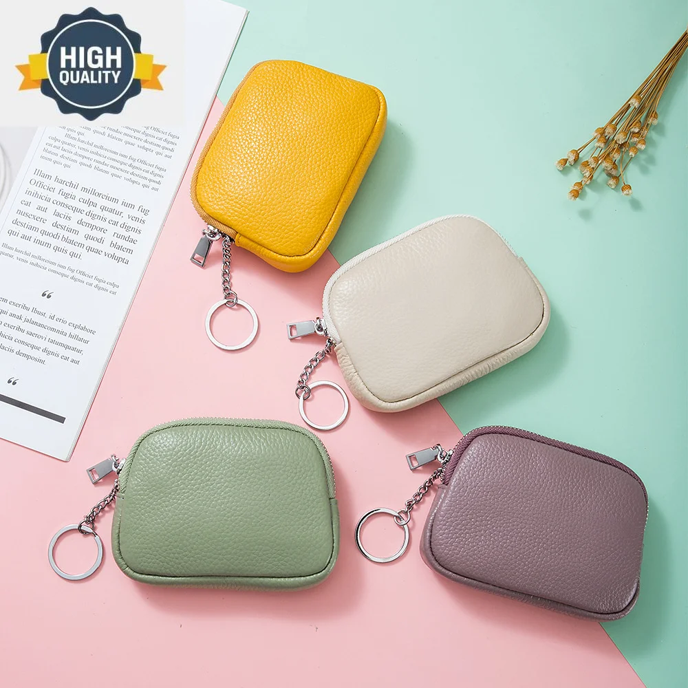 

Slim for Wallet Women Soft Cow Leather Womens Coin Purse Genuine Zipper Casual Key Holder Small Money Bag
