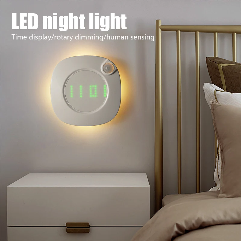 

Умный ночник с датчиком присутствия, светодиодный светильник для спальни, прикроватного столика, настольная лампа с аккумулятором для туал...
