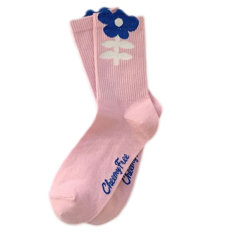 6 Pairs Long Cycling Kawaii Cotton Socks Women Three-Dimensional Print Socks Fashion Winter Socks Korean Style Chaussette Femme