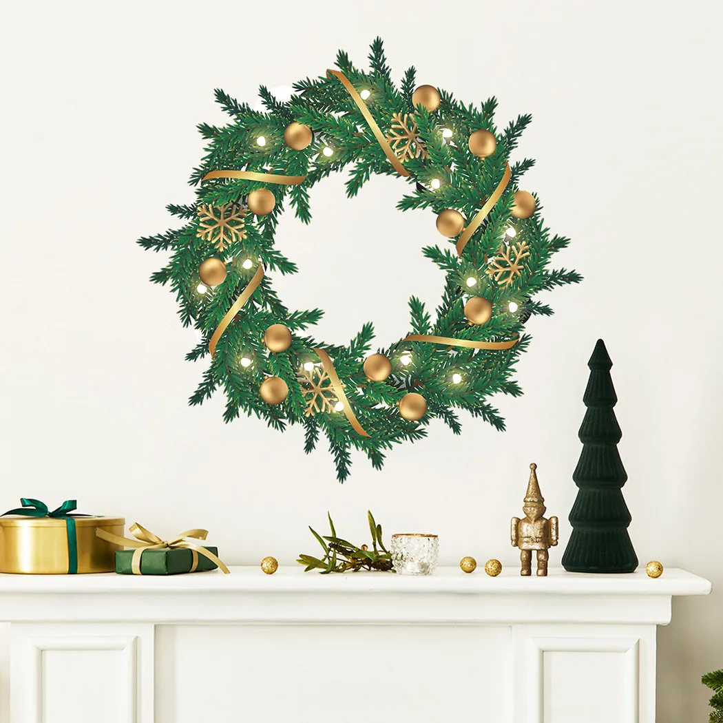 

High Quality Hot Wall Stickers Removable Snowflake Wreath Xmas Christmas Clings Decal Decoration Glass Home PVC