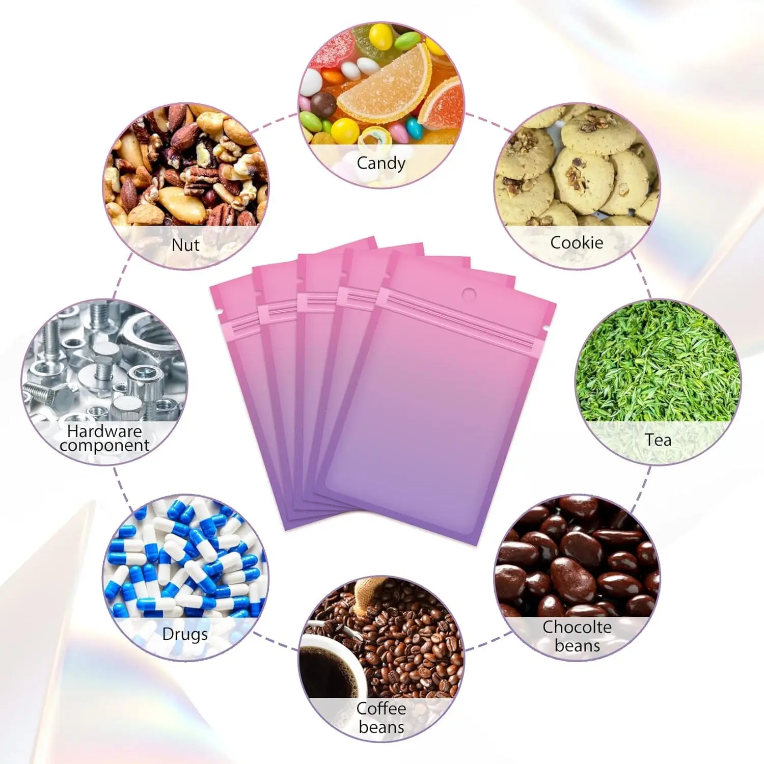 Пластиковые пакеты на молнии с градиентом подвесные мешочки для хранения колец