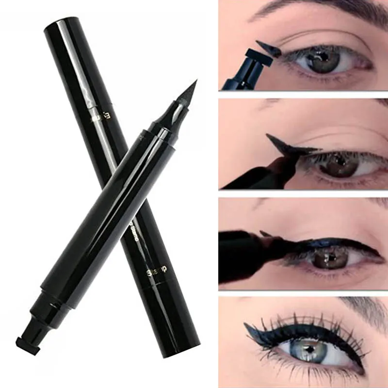 

2 In1 Eyeliner Stamp Double-ended Liquid Eyeliner Pen Eye Cosmetic Waterproof Smooth Quick Dry Triangle Seal Eye Liner Makeup