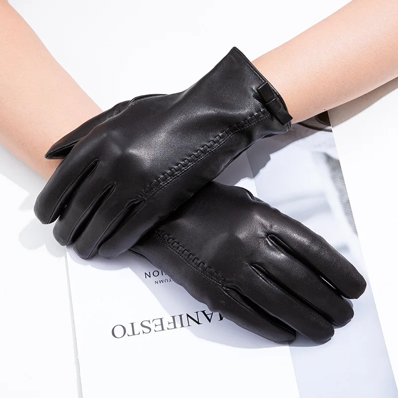 

Women Winter Goatskin Gloves Soft Driving Cycling Windproof Waterproof Gloves