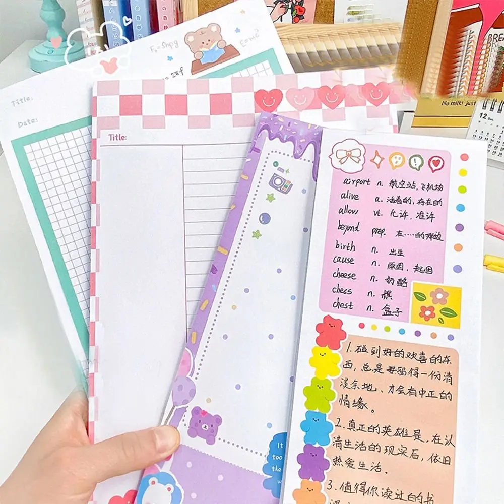

Korean Nonviscous Scrapbooking Thickening Tearable Memo Paper Message Notes Memo Notepad Student Stationery