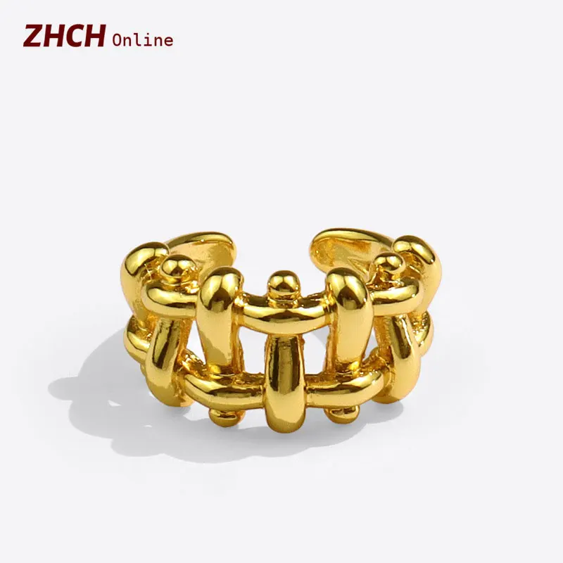 

Vintage Stainless Steel Rings For Women Kpop Geometric Ring Designer Adjustable Jewelry Accessories Charms Hollow Anillos Mujer