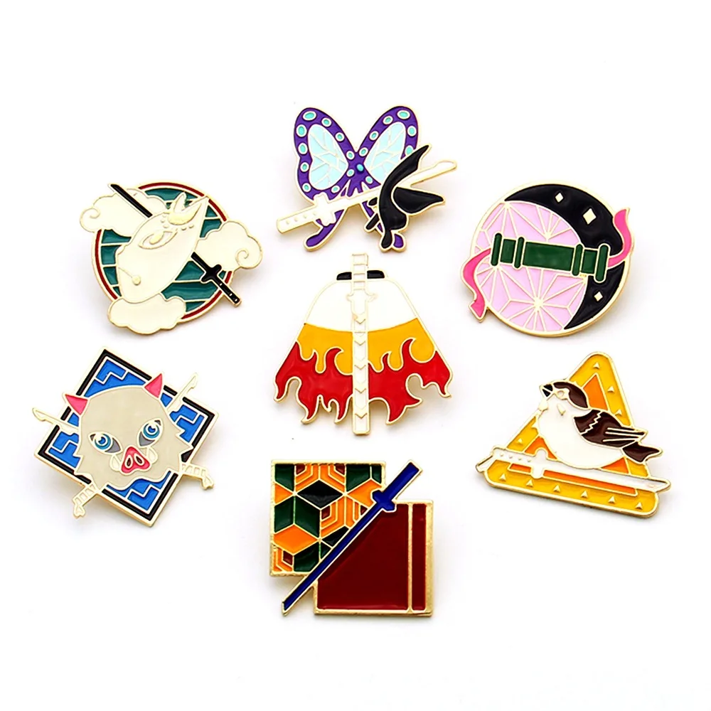 

Anime Demon Slayer Brooch Japanese Cute Tomioka Giyuu Butterfly Agatsuma Zenitsu Badge Pin Backpack Accessories Decoration Gift