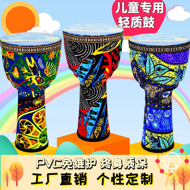 

Manufacturer Pvc 8 Inch 10 Inch Kids African Drum Synthetic Leather Plastic Tune-Free No Running Sound Kindergarten Tambourine