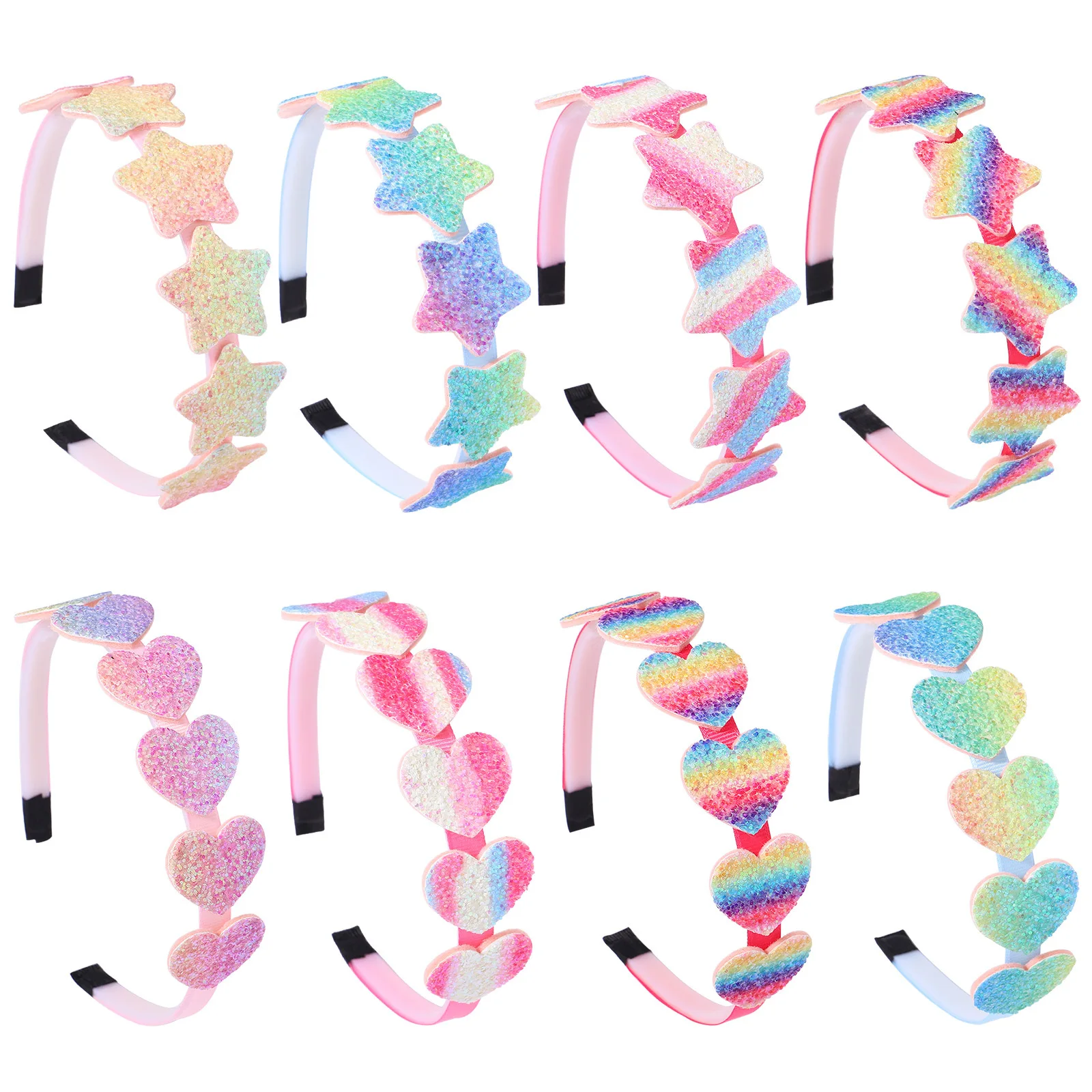 2022 Fashion Girls Glitter Hair Bands Cute Colors Hair Hoop Hairbands Lovely Bow Stars Headbands for Kids Gifts Hair Accessories
