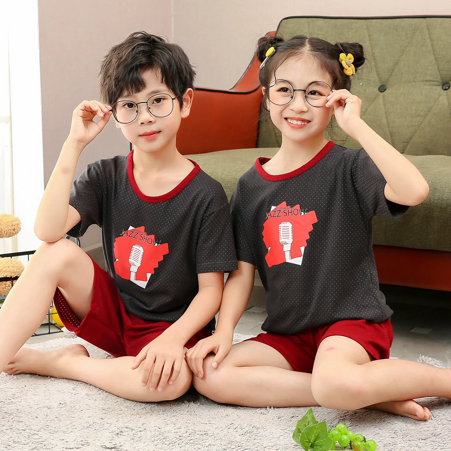 

Kid Pajamas Set Boys Girls 100% Cotton Pjs Top and Shorts Set Kids Boys Sleepwear Toddler Homewear Cartoon Summer Pyjamas