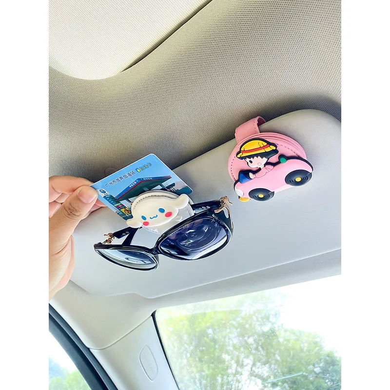 Кавайный держатель для очков Cinnamorol Anime Sanrio для автомобиля, хранение очков, крепление для солнцезащитных очков.