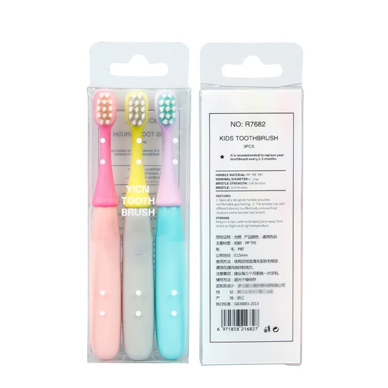 

3pcs Cute Candy Color Tooth Brushes Baby Kids Toothbrush Soft Fine Bristles Teeth Brush Children Oral Care Cleaning Tool