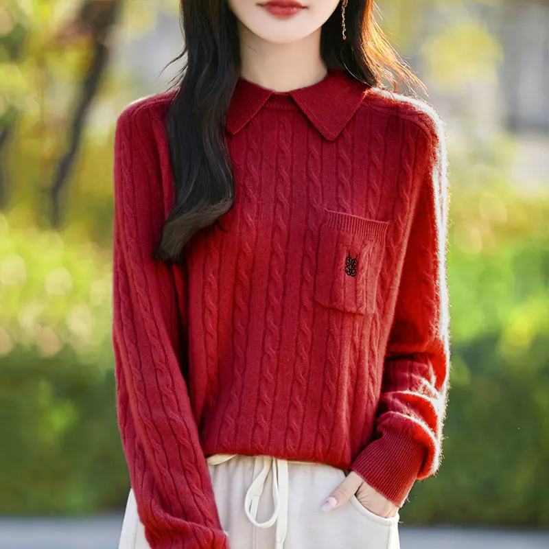 Новый женский пуловер 100 вязаный модный свитер из австралийской шерсти в