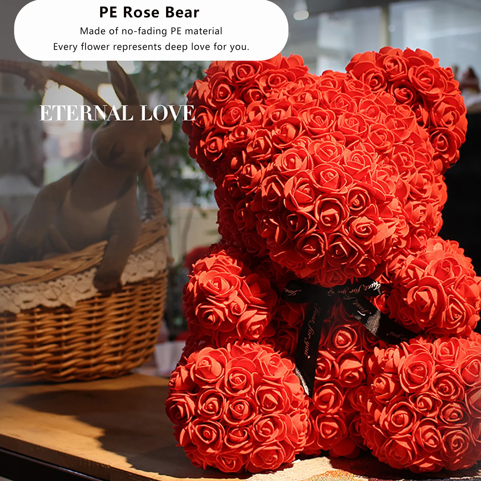 

25cm Teddy Rose Bears Artificial Flower Rose Of Bear Christmas Decoration For Home Valentine's Day Gift For Women Dropshipping