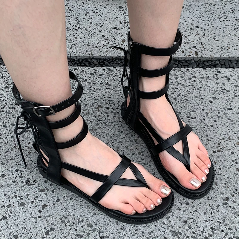 

Womens Flip Flops Sandals For Ladies Round Toe Gladiator Ankle Boots Sandal Flats Fashion Brand Casual Outside Female Shoes