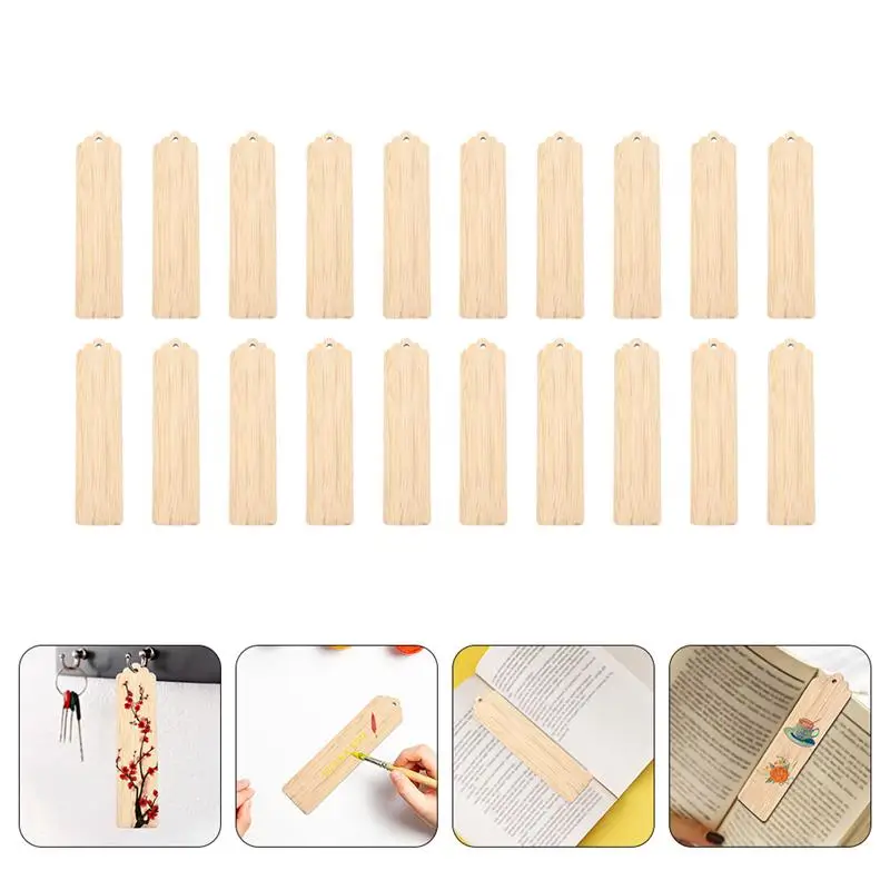 

20pcs Wood Blank Bookmarks Unfinished Wood Tags Creative DIY Crafting Accessories(12.2X3X0.2cm)