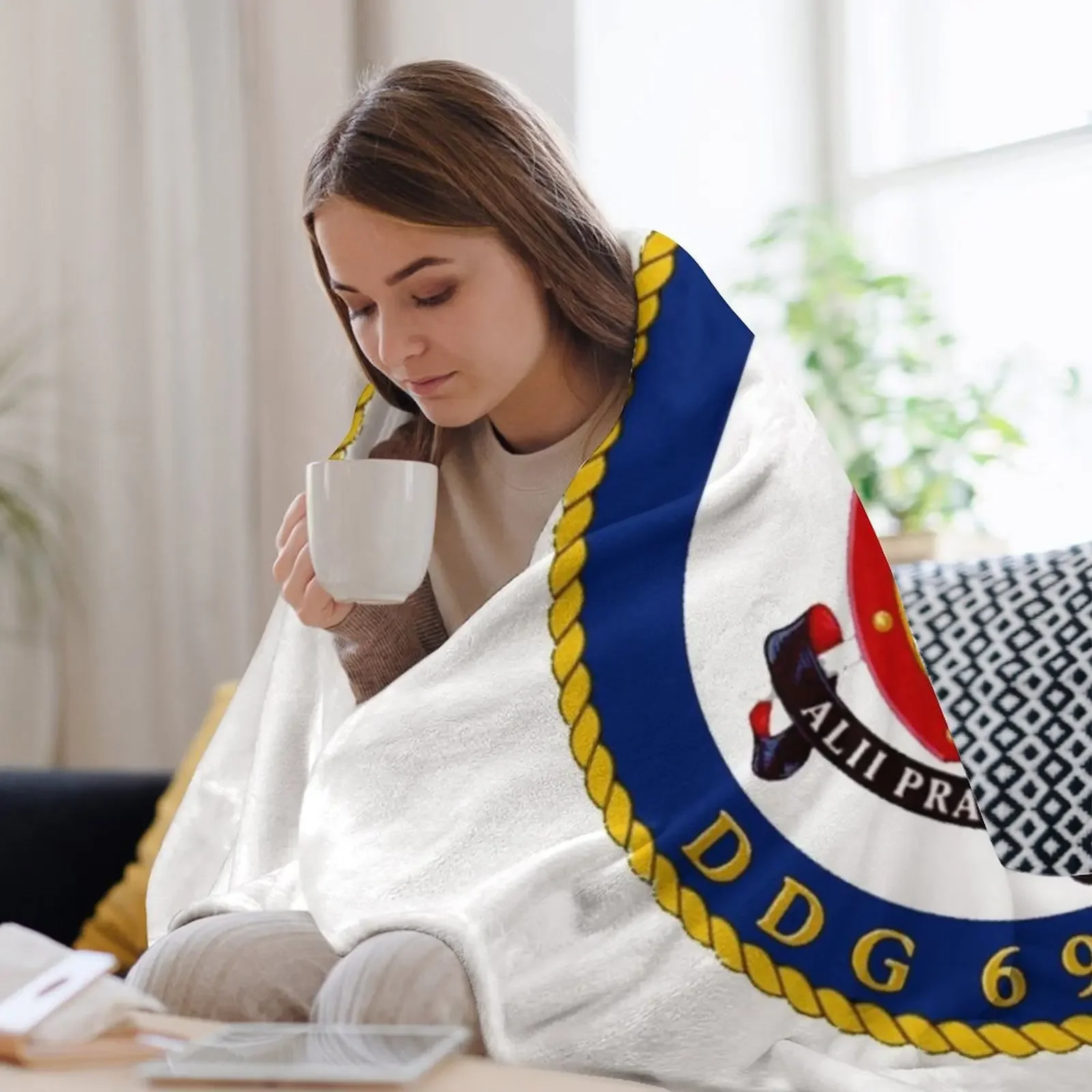 DDG-69 USS Milius Crest Плед Фланелевые дизайнерские диваны Термальные одеяла