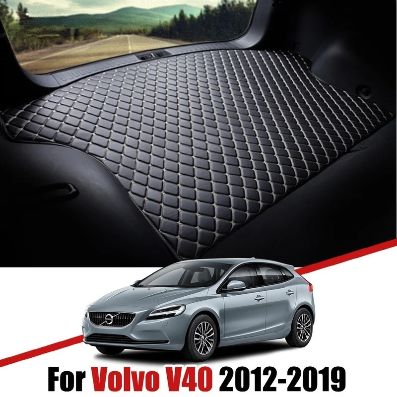 

Кожаные коврики на заказ для багажника автомобиля Volvo V40 2012 2013 2014-2019, водонепроницаемый нескользящий поднос, аксессуары для груза