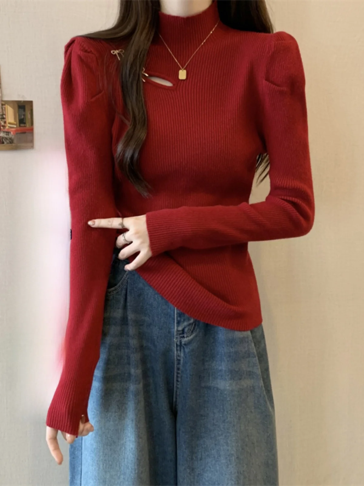 Вязаная женская осенняя белая внутренняя одежда больших размеров с французским