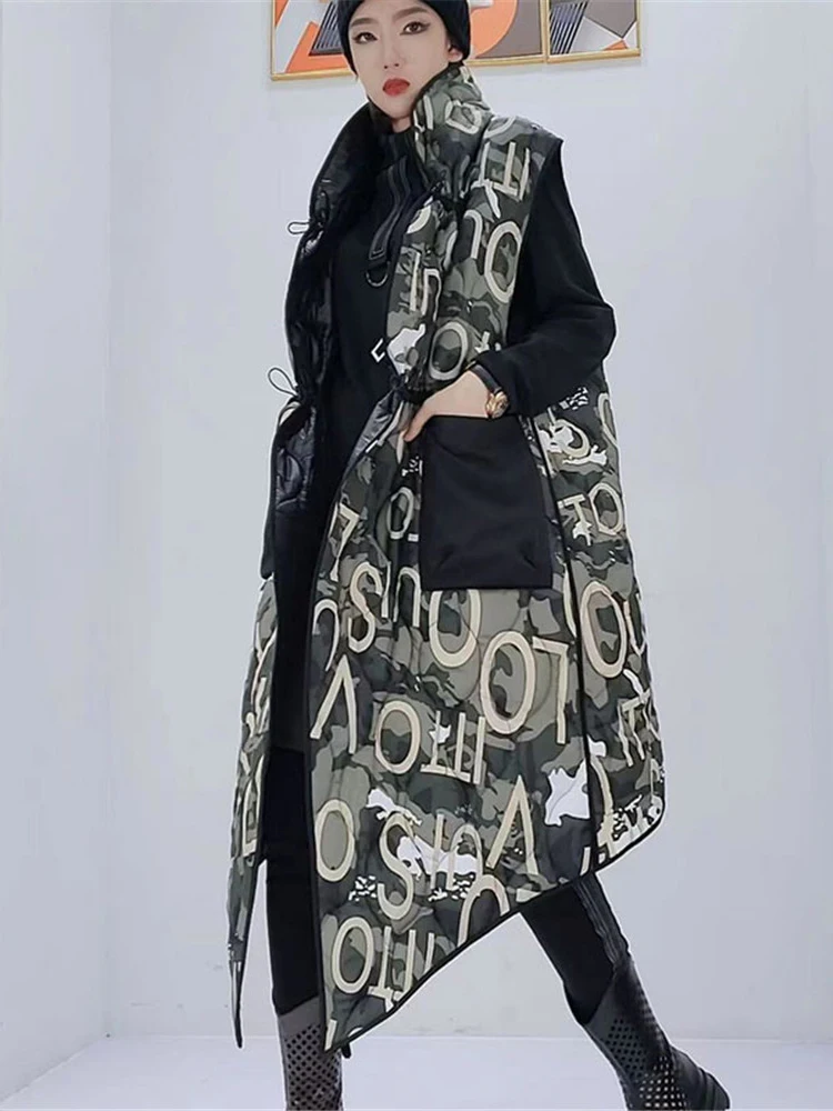 Женский жилет с принтом XITAO модный Осенний без рукавов карманом и надписью Goddess Fan