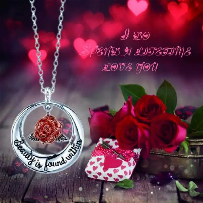 

Rose Round Necklace Exquisite Ladies Pendant Beautiful Wedding Jewelry for Women Sweet Romantic Jewelry Jewelry Wholesale