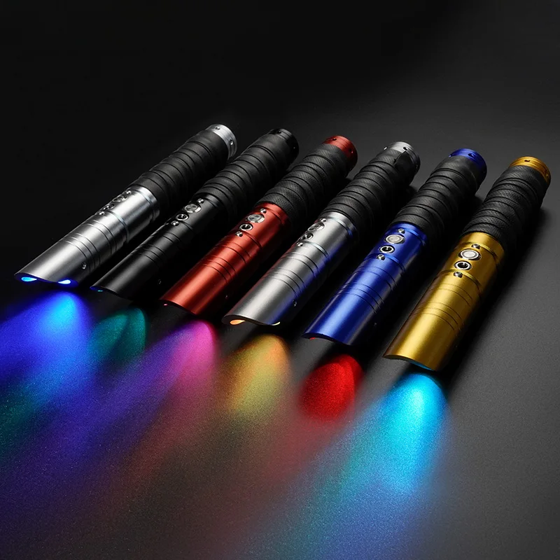 

Световой меч RGB с металлической ручкой и лезвием из поликарбоната, 12 цветов, светодиодный меняющий громкость, 6 звуковых эффектов, Foc Blaster, лазерный меч, светящиеся игрушки, подарки